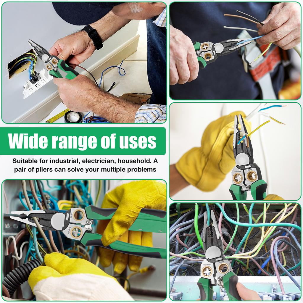 Alloy steel electrical wire stripping pliers with voltage tester 8-in-1 multifunctional wire stripping pliers tool