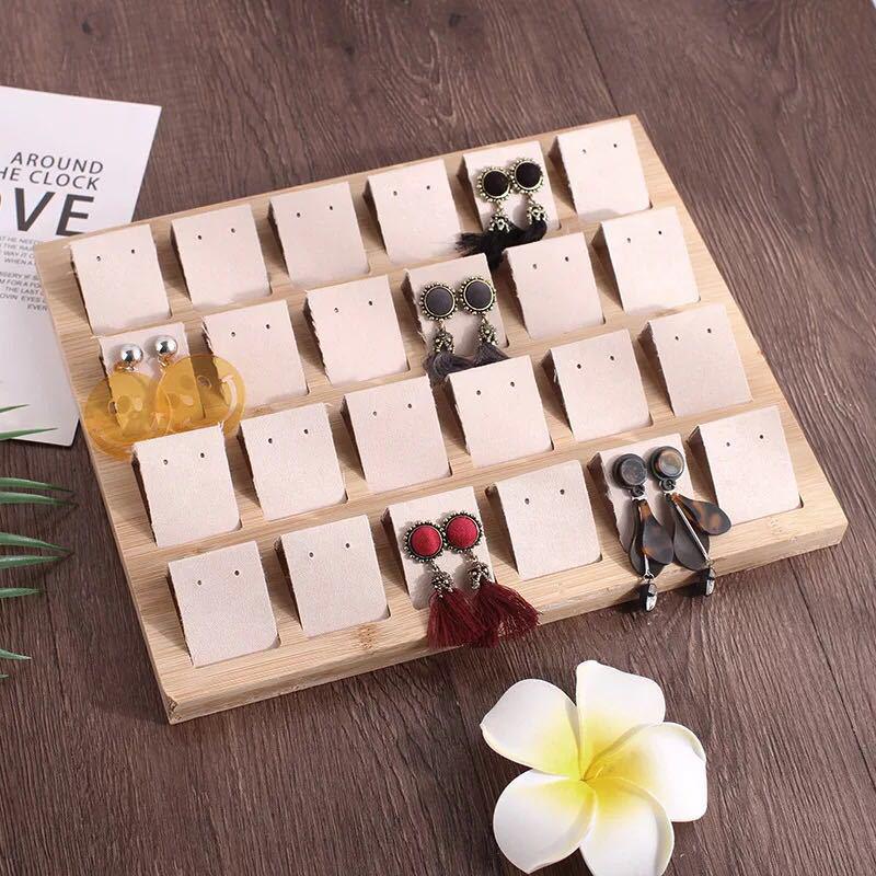 36-Position Bamboo Wood Earring Display Stand