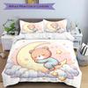 3-teiliges Bären auf dem Mond Bettwäsche-Set - Weich und bequem für Schlafzimmer, Gästezimmer und Wohnheim Dekor Bettwäsche-Set 1 Bettbezug + 2 Kissenbezüge.M012