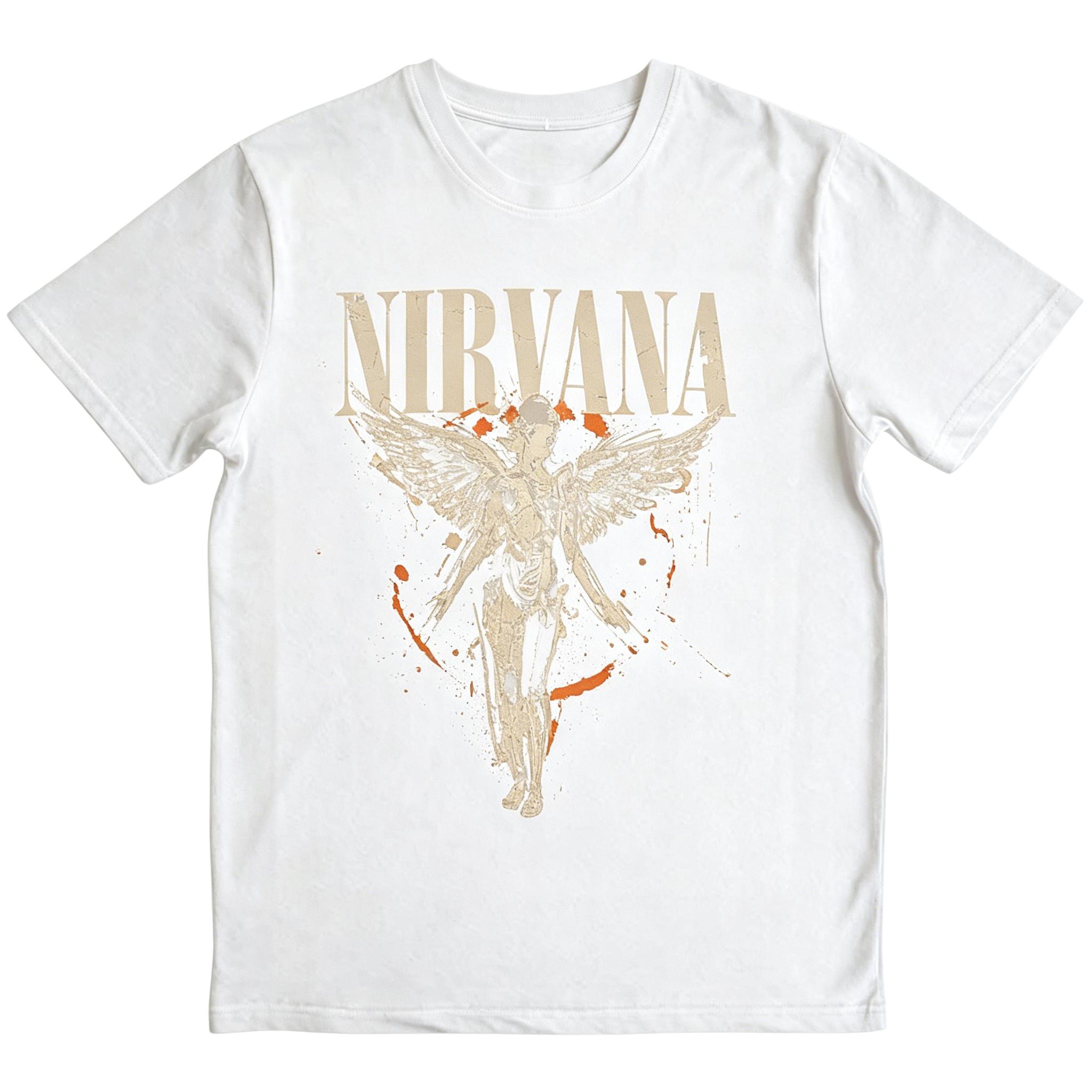 Vintage T-shirt Zomer Nirvana Rockband heren T-shirt katoen unisex mode korte mouwen Los comfortabel comfortabel shirt M