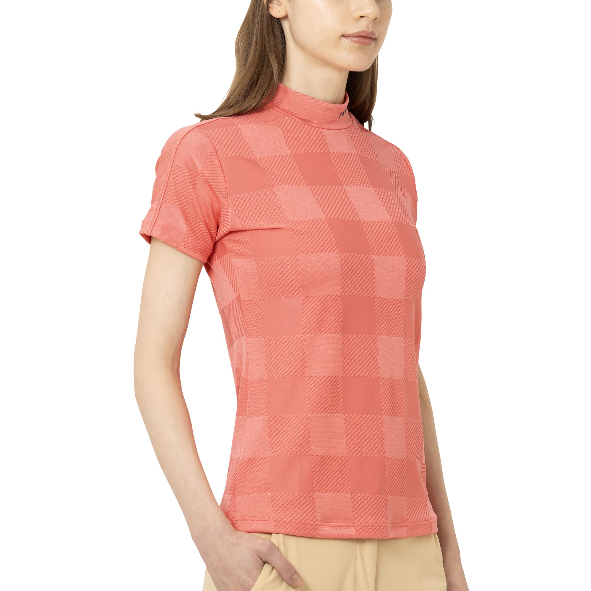 

Женская рубашка для гольфа с коротким рукавом и воротником-стойкой FootJoy Hibiscus Check Jacquard, размер S, (FJW-S25-S03, 34801-S)