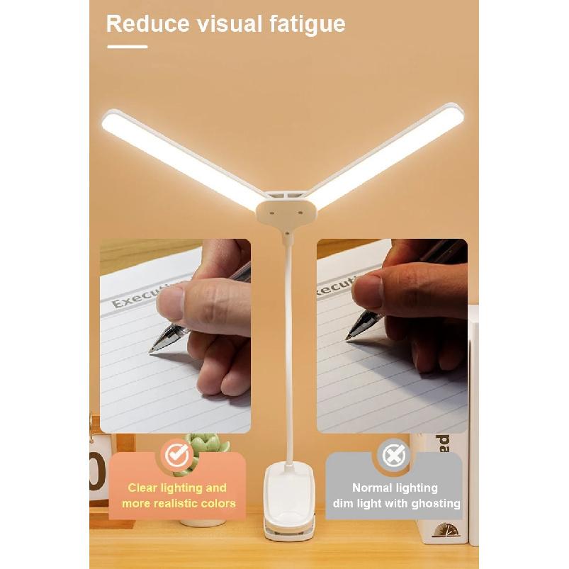 40 LED Clip Lamp Touch Control Double-headed Writing Lamp Night Light for Bedroom Dormitory Study Office Reading Table Lamp