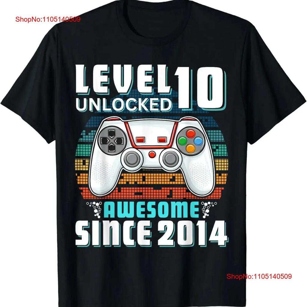 Birthday Boy Level 10 Unlocked Gamer 10th T Shirt Vintage Stretched Graphic Designer Clothes Slightly Breathable Fashion