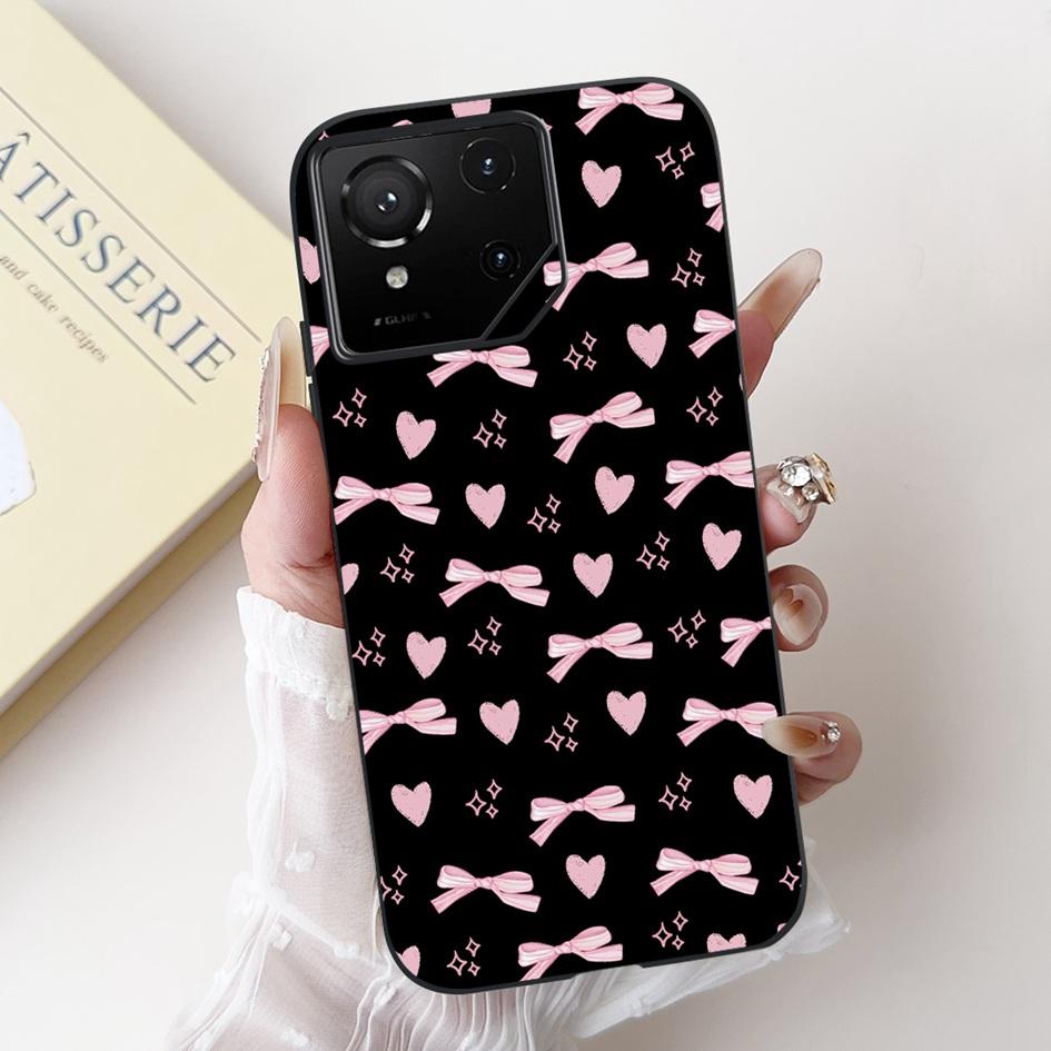 For Asus Rog Phone 9 Pro 5G Case Popular Flower Cartoon Soft Black Silicone Shockproof Cover For Asus Rog Phone 9 FE Phone9 Capa