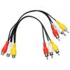 KAUMO AV Splitter Female Male X2 2-Way Cable (RCA Red/White/Yellow 3-pin) - (RCA Red/White/Yellow 6-pin)