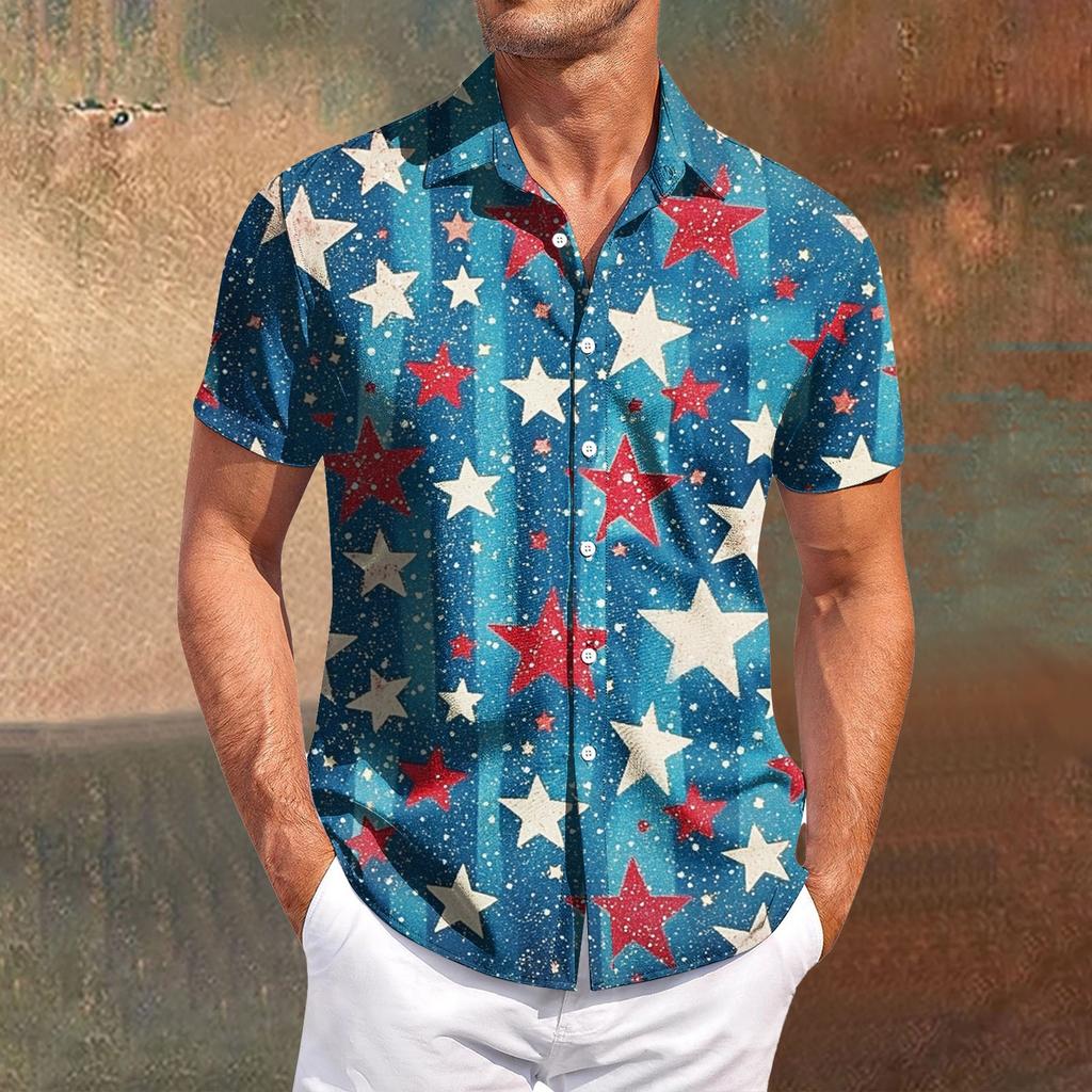 Męska koszula z krótkim rękawem casualowa, wąska, modna, męska, w kratę