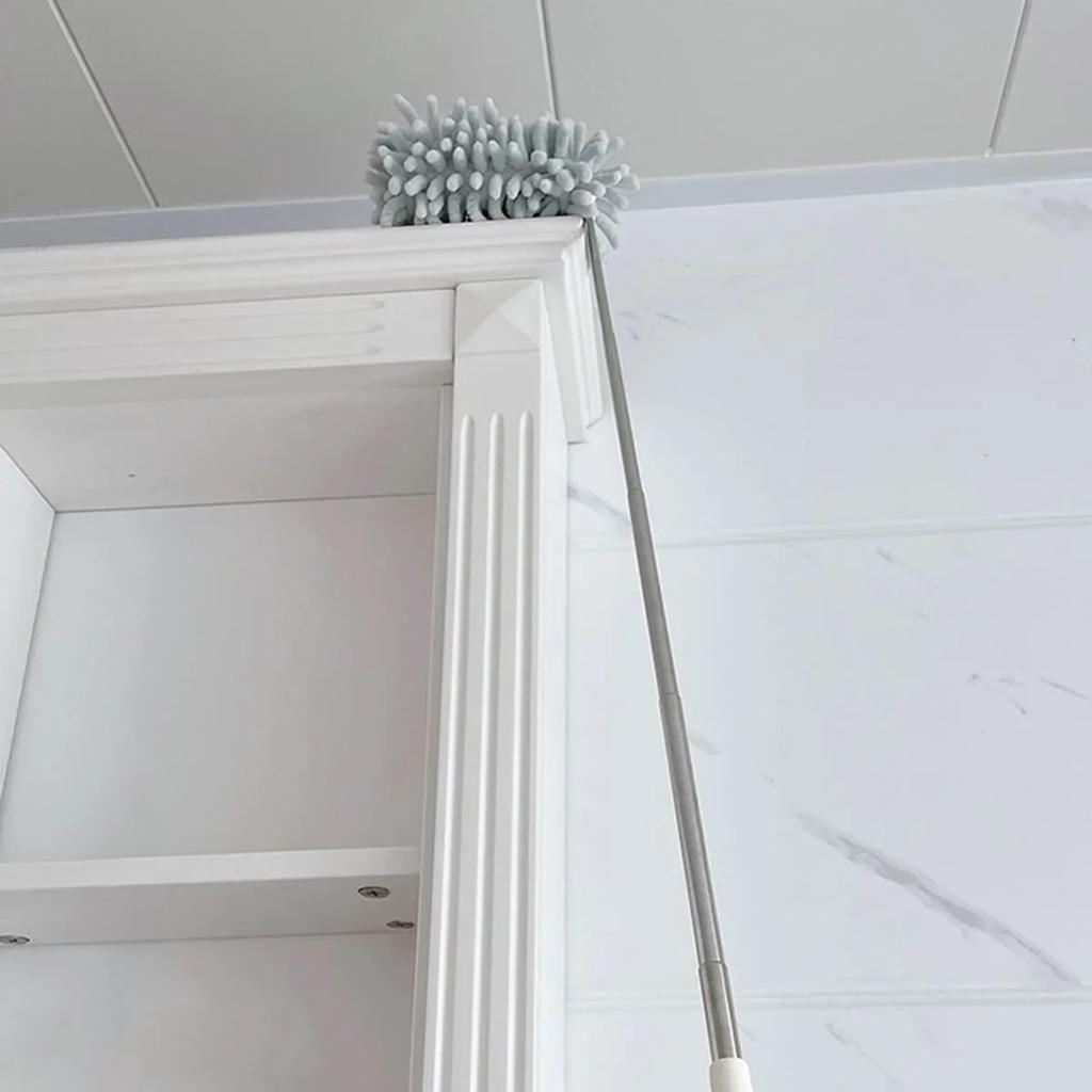 1pc Telescopic Lengthen Duster Microfiber Chenille Home  Stainless  Removal Steel Dust Brush Ceiling Clean Multifunction