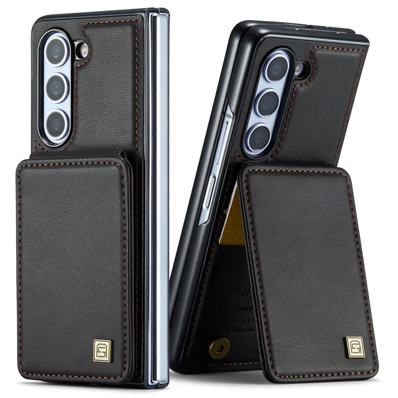 

For Samsung Galaxy Z Fold5/ Galaxy Z Fold6.Card - holding Function Premium PU Leather Phone Case Samsung Galaxy Z Fold5 чорний