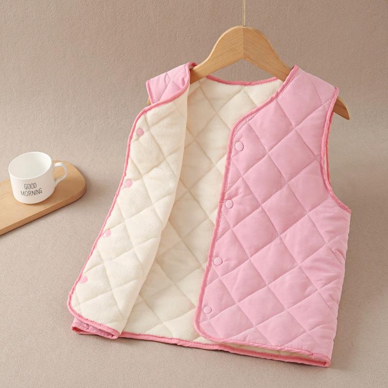 Kids Thickened Warm Padded Sleeveless Cardigan Vest For Boys And Girls