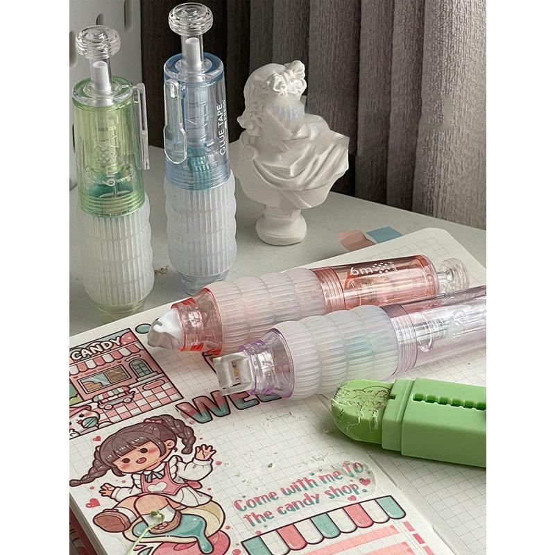 1pc 360° High Viscosity Rotating Press Gel Pen, Refillable, Large Capacity Dual-Sided Adhesive, Ins Style, For Students Back To School