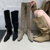 2025 New Autumn Fashion Suede Pointed Flat Bottom Thin Knight Women's Boots Two Knee Spice Girl Boots
