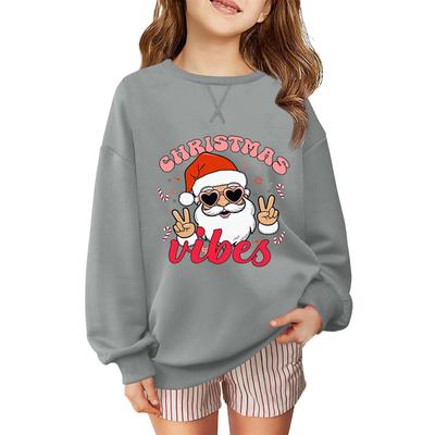 Children's Fashionable Casual Long-sleeved Loose Christmas Print Pullover Sweatshirt