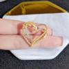 Women's Double-Layer Gold Heart Brooch Pin for Autumn/Winter Suit Jacket