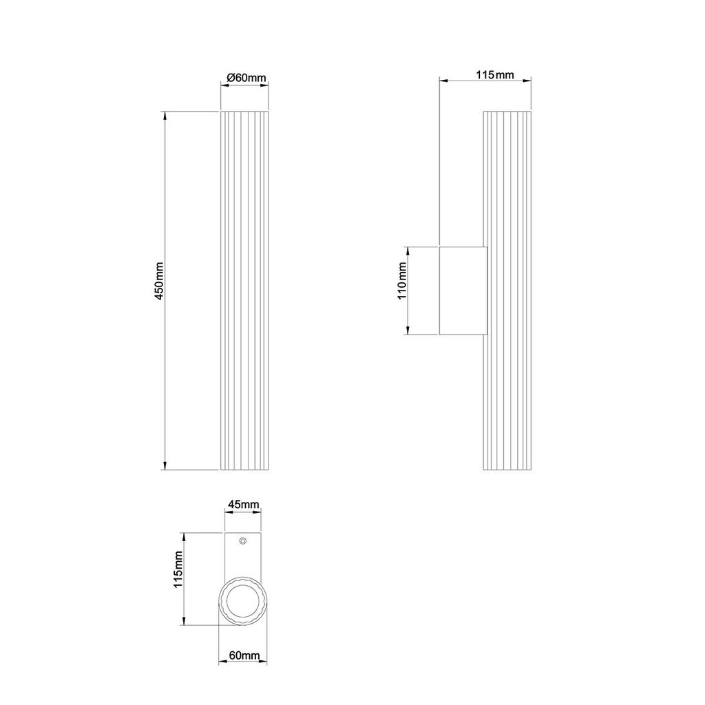 Kinkiet Ścienny Nowoczesny Biały Szklana Tuba W Kreski 45 Cm Ip44 Zmienna Barwa Led 8W Linea Light Prestige
