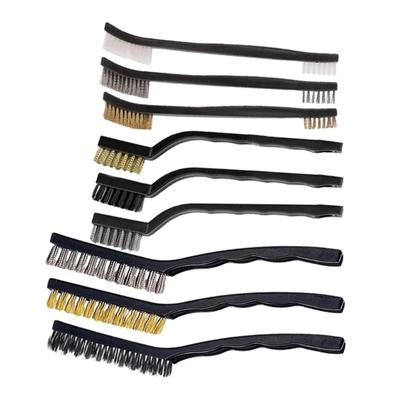 9Pcs Wire Brush Set, Metal Rust Remover Brushes Handy Steel/Nylon/Brass Brush Set for Cleaning Welding Slag and Rust