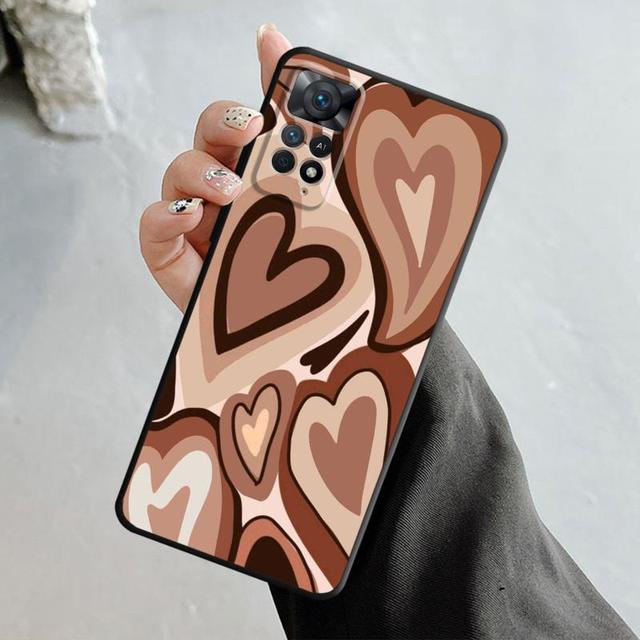Fashion Brown Love Wood Grain Texture Case For Xiaomi Redmi Note 11t 11s 11 10 8 Pro 9 9s 9t 8t For Mi 10 8 9a 9c 10c 12c K60