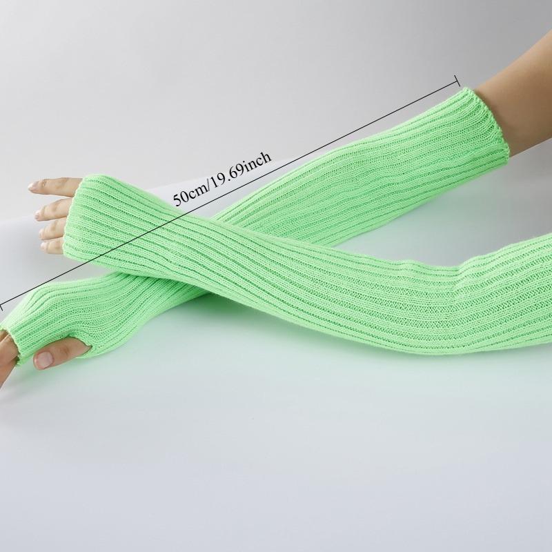 2Pcs/Pair Long Fingerless Gloves Womens Winter Warmer Knitted Arm Sleeve Soft Casual Gothic Punk Style