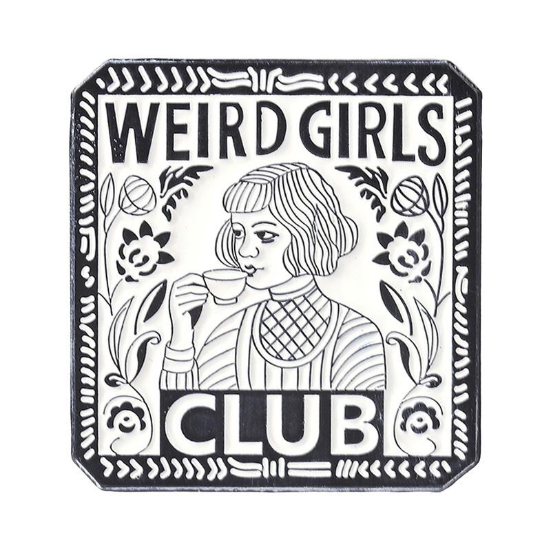 

Weird Girls Club Enamel Pins Female Power Brooches Lapel Badges Punk Gothic Style Jewelry Gift for Women Friends