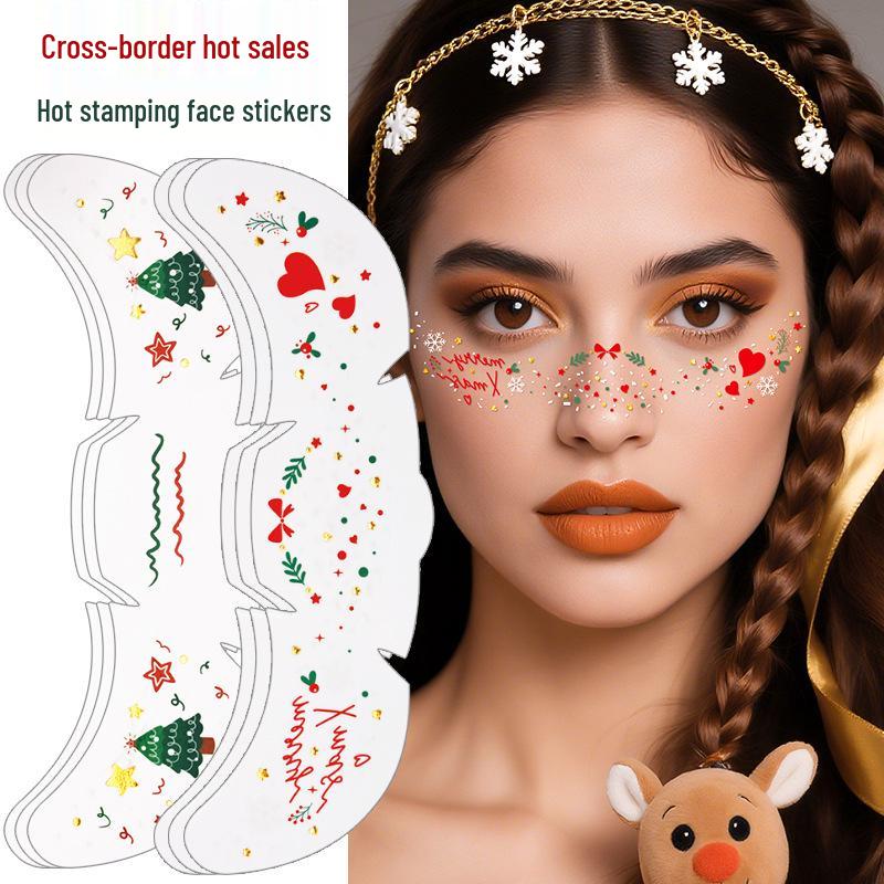 Waterproof European Freckle Tattoo Sticker—Metallic Flash Face Stickers for Christmas Makeup