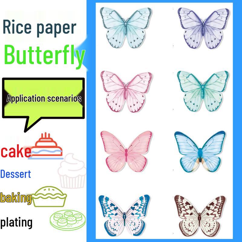 Carta di Riso a Forma di Farfalla per Decorazione Torta