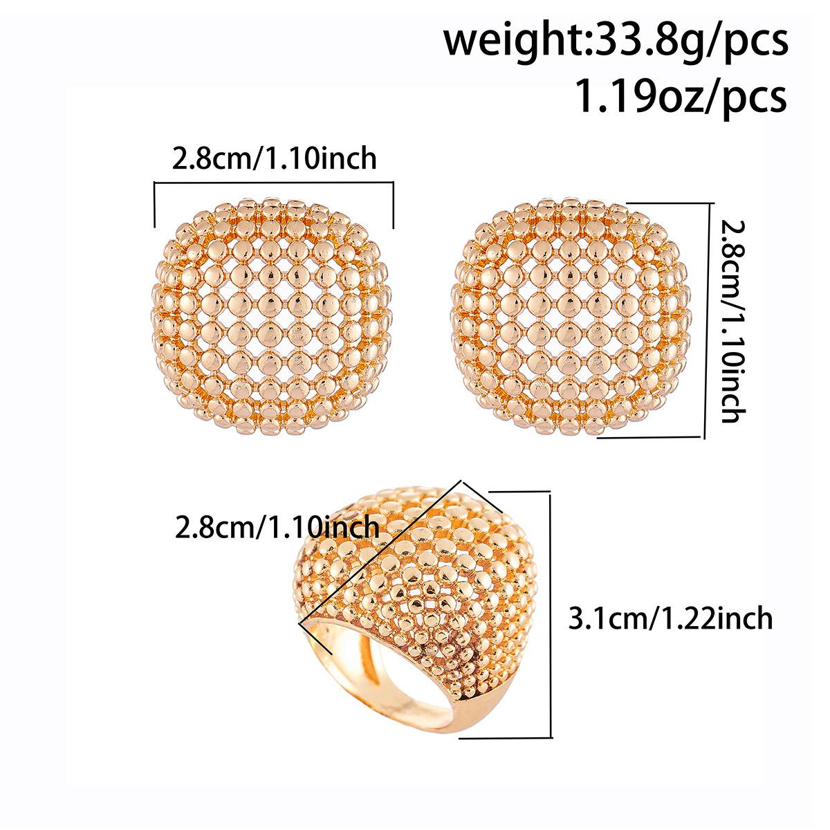 

Retro Ring Set Minimalist Geometric Hollow Jewelry, Round Bead Metal Stud Earrings For Women 1