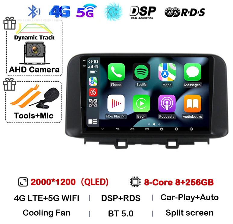 Android 14 Carplay Auto Car Radio Stereo For Hyundai Encino Kona 2018 2019 2020 2021 2022 GPS Multimedia Video Autoradio Player