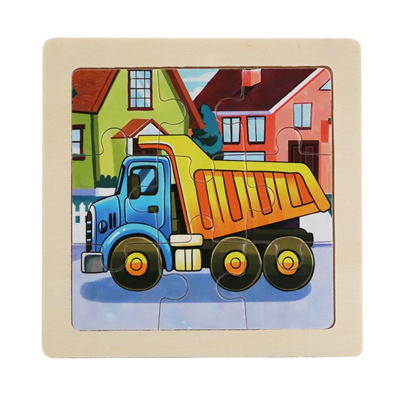 9-Piece Wooden Cartoon Animal Transport Jigsaw Toy for Early Education