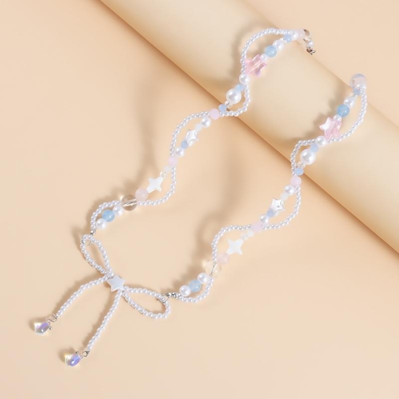 Dainty Bowknot Necklace with Elegant Star Pendant Collarbone Chain Ornament Elegant Necklace Jewelry for Women and Girls