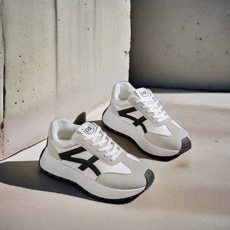 

Женские повседневные туфли на толстой платформе Dad Shoes со шнуровкой, нескользящие, для ходьбы, удобные кроссовки из искусственной кожи для бега и тенниса для женщин, дышащие кроссовки 40