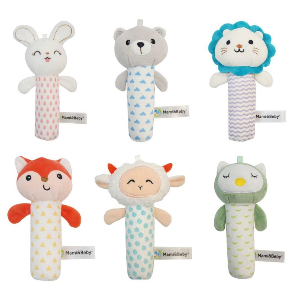 Squeaky Sound Soft Stuffed Animal Rattle Cartoon Animals Plush Rattles  Bed Hanging