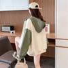 Damen Casual Neu Lockerer Cardigan Sweatshirt mit Samt und Verdickter Kapuzenjacke Locker Kontrastierend Baseball