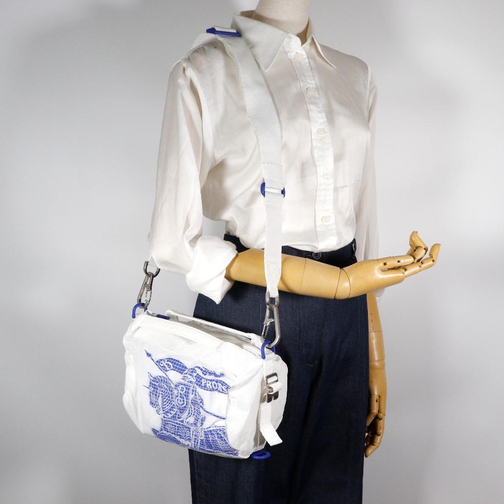 BURBERRY ML Duffle XS Shoulder Bag 8080796 3-way crossbody bag White blue Nylon unisex Used