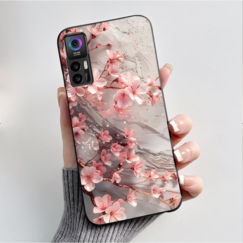 Case For TCL 30 Plus 30 5G T676K T676J T676H T776H Phone Case Fashion Butterfly Flowers Black Silicone Shockproof Cover Casing