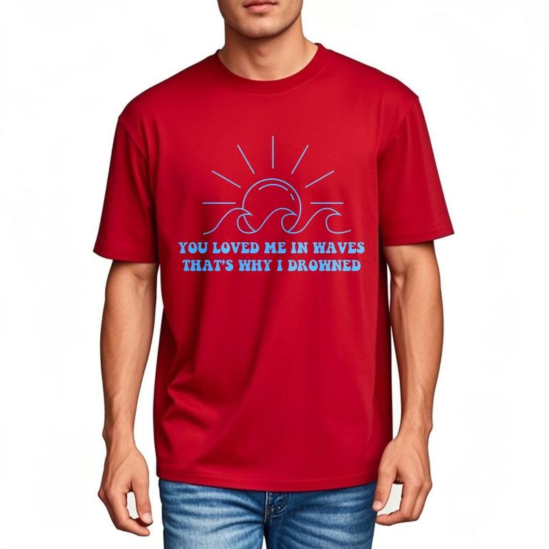 

Unisex Summer For Men T Shirt Sun Wave Text Design Blue Print Short Sleeve Rock O Neck Tshirt Hiphop Cheap Tshirt Bigger Size S