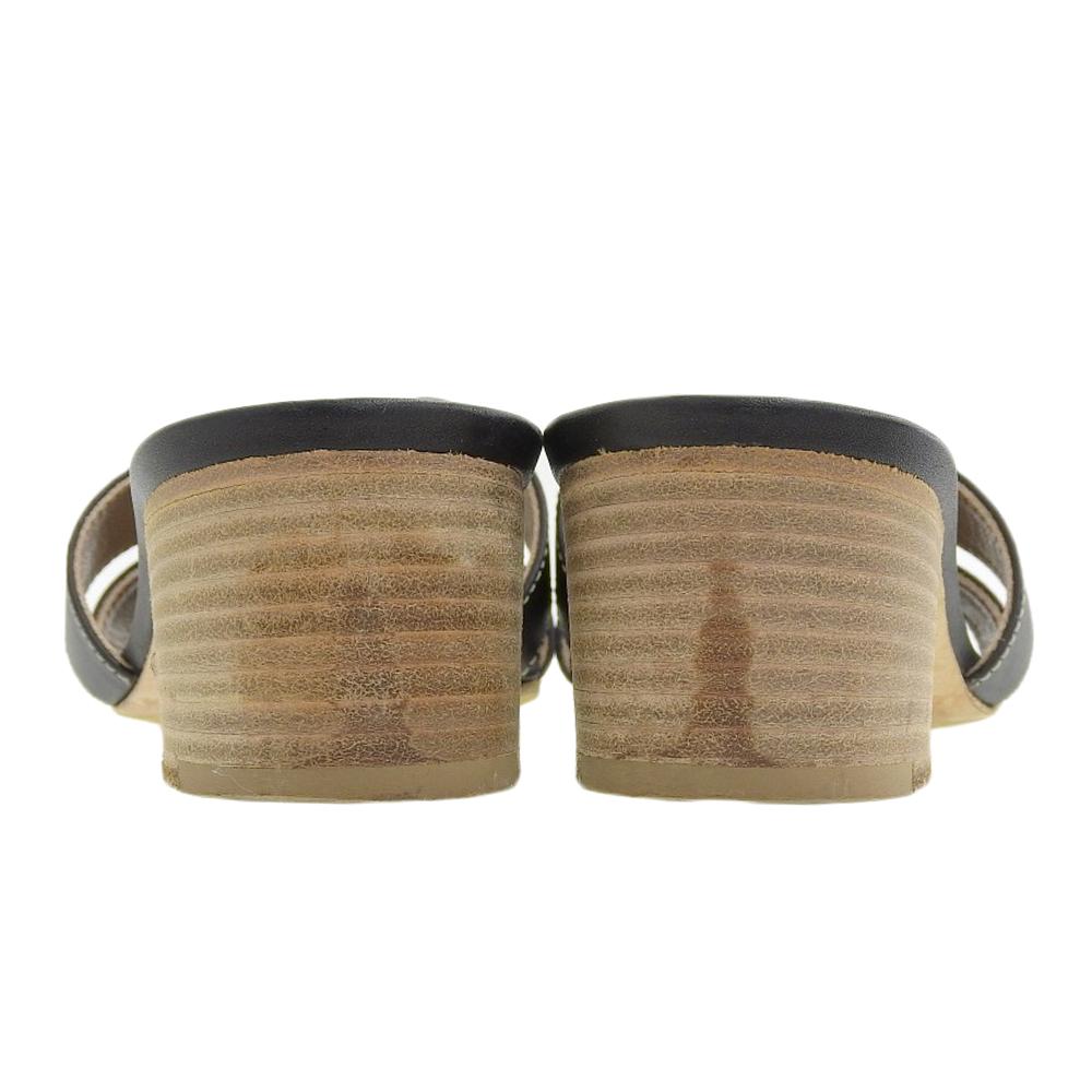 HERMES Oasis Sandals Women's Black Size 35 1/2 shoes black leatherUsed