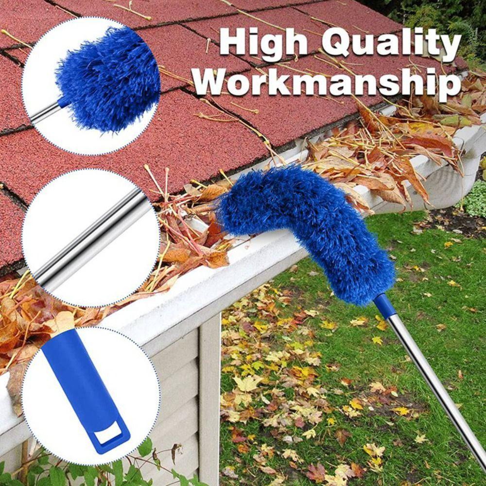 

2.5 Meters Roof Cleaning Tool with Telescopic Rod Dust Cleaner Brush Easy Remove Leave Style 1