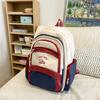 Color Block Backpack Women College Style Schoolbag Junior High School Student Backpack