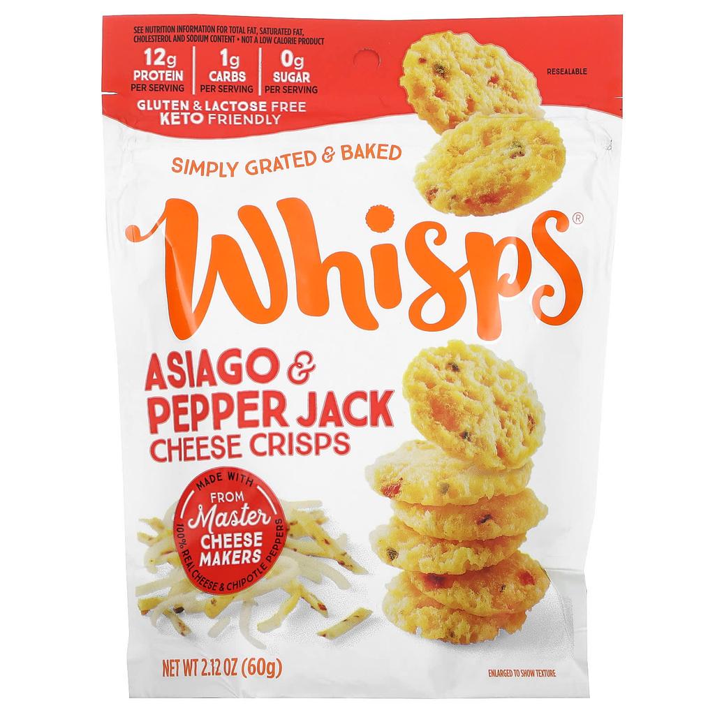 Whisps, Cheese Crisps, Asiago & Pepper Jack, 60g (2.12oz)