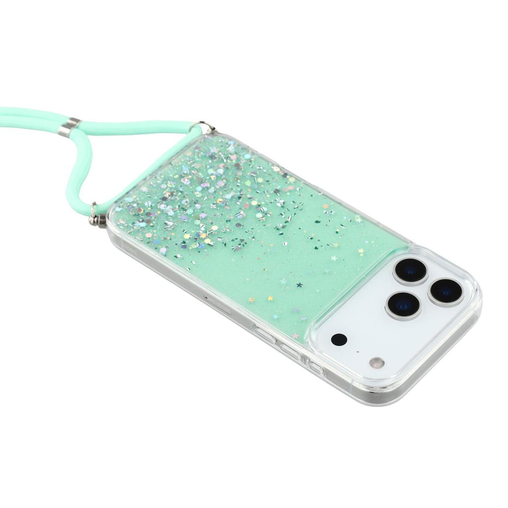 For iPhone 17 Pro Max Case Cute Bling TPU Epoxy Phone Cover with Lanyard