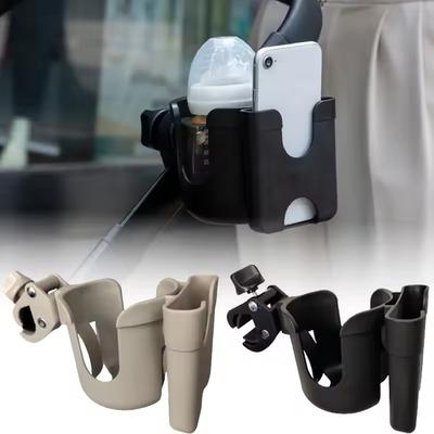 2 In 1 Universal Bicycle Stroller Cup Holder Water Bottle Organizer 360° Rotatable Anti-Slip Design Fits Strollers/Walkers/Bikes