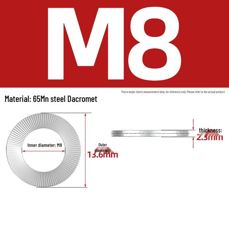 DIN25201 304 Stainless Steel Self-Locking Double Stack Washer, 65Mn Manganese Anti-Loosening, Double-Sided Tooth Layer.