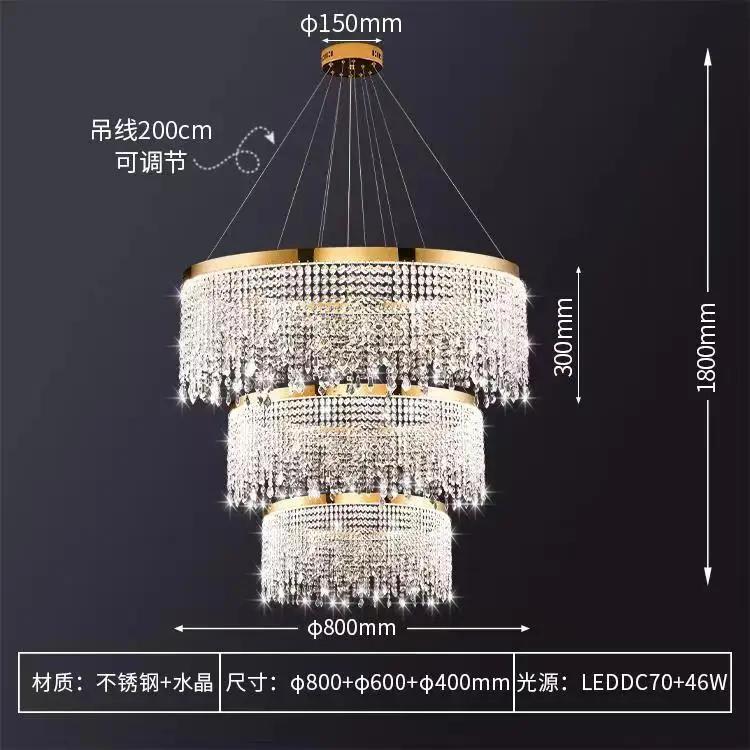 Nordic K9 Crystal Chandelier Luxury Hanging Lamp Gold Led Circle Ceiling Pendant Light Lustre Home Decor