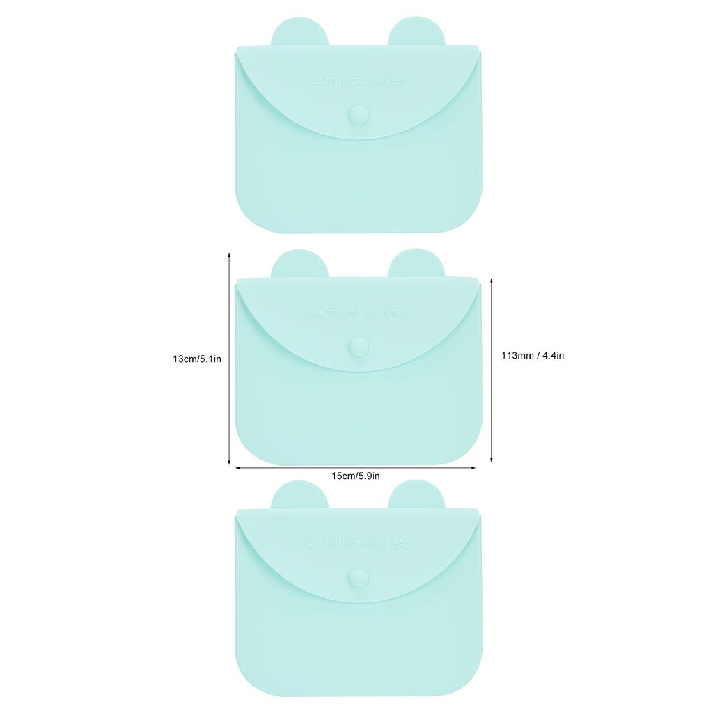 3 Pièces Sac de Rangement pour Masque Buccal Portable Anti-poussière Réutilisable Silicone Étui pour l'Extérieur(Rose )