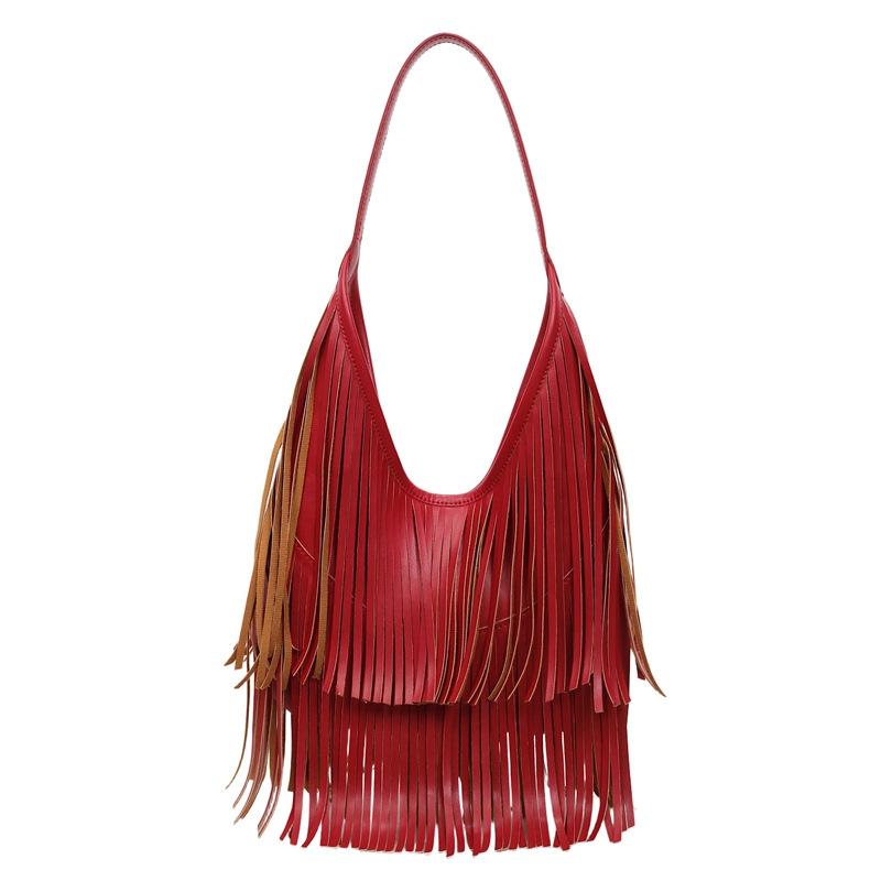 Large-capacity commuter fringed bag women's 2026 spring new retro go out hand carry shoulder armpit bag