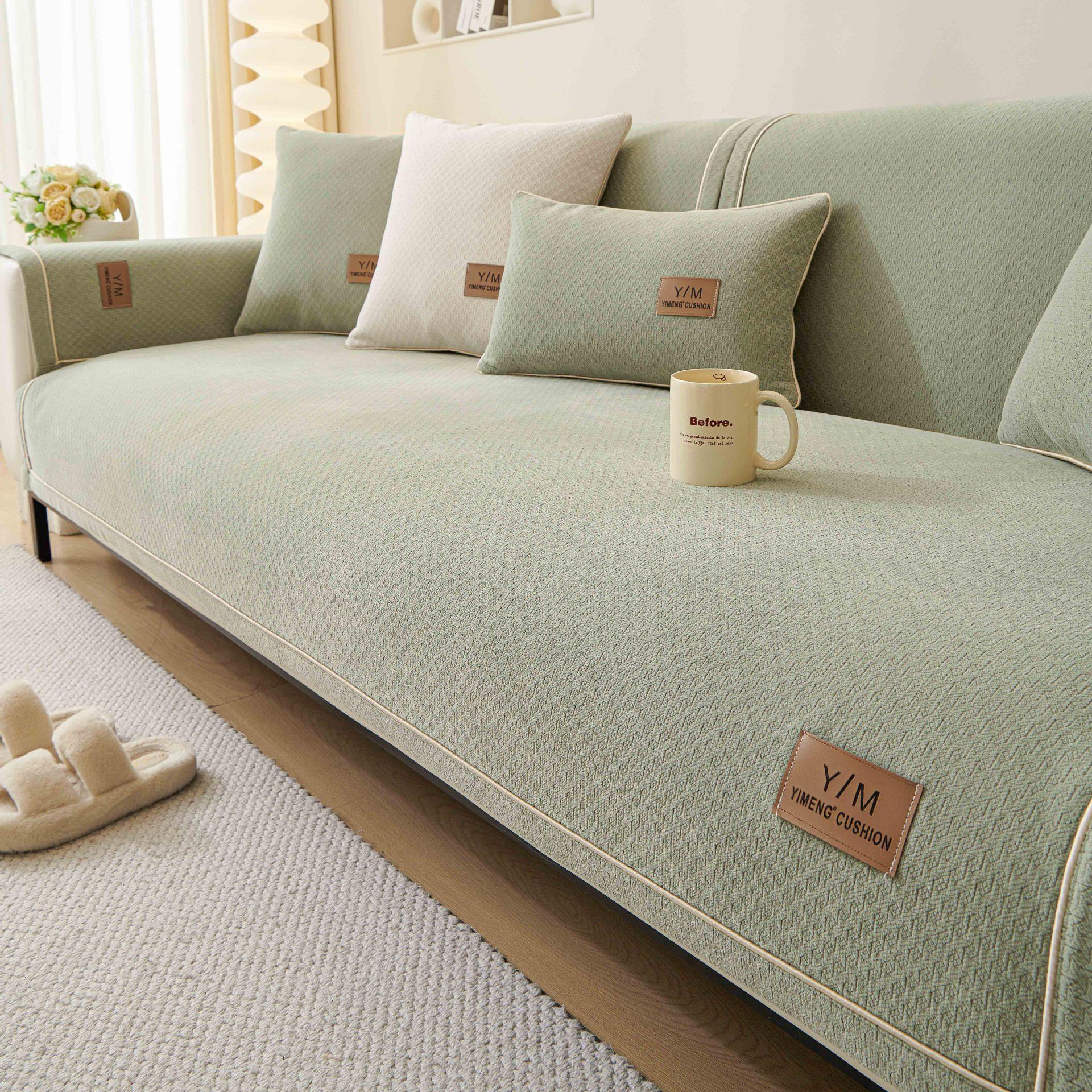 

Премиальная шенилловая подушка для дивана Новая универсальная подушка для сиденья дивана на четыре сезона Нескользящий чехол Чехол Ткань 70*70cm зелёный