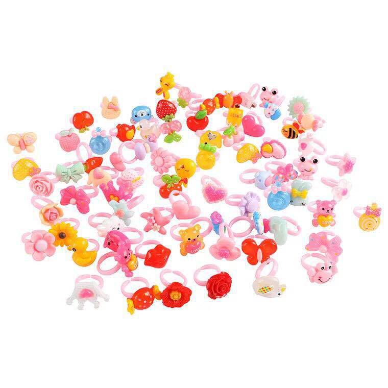 Korean Kids' Pink Cartoon Resin Adjustable Ring - Cute Jewelry Gift