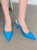 Women Simple Blue Slingback Pumps 2025 Summer Elegant Pointed Toe High Heels Shoes Woman Solid Thin Heel Sandals for Women