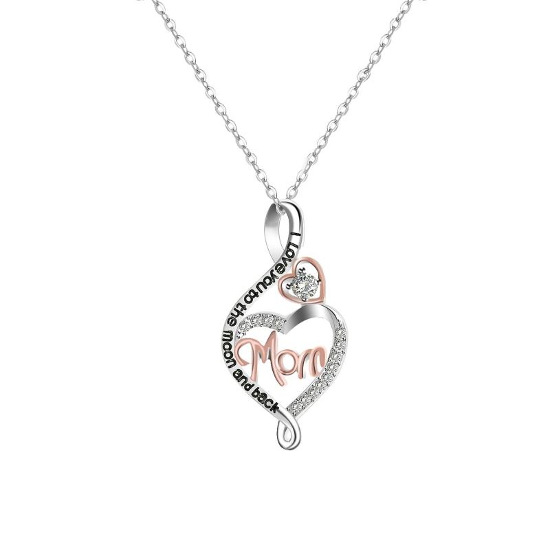 I Love you to the Moon and Back Earring Silver Heart for Infinity Pendant Neckla 1