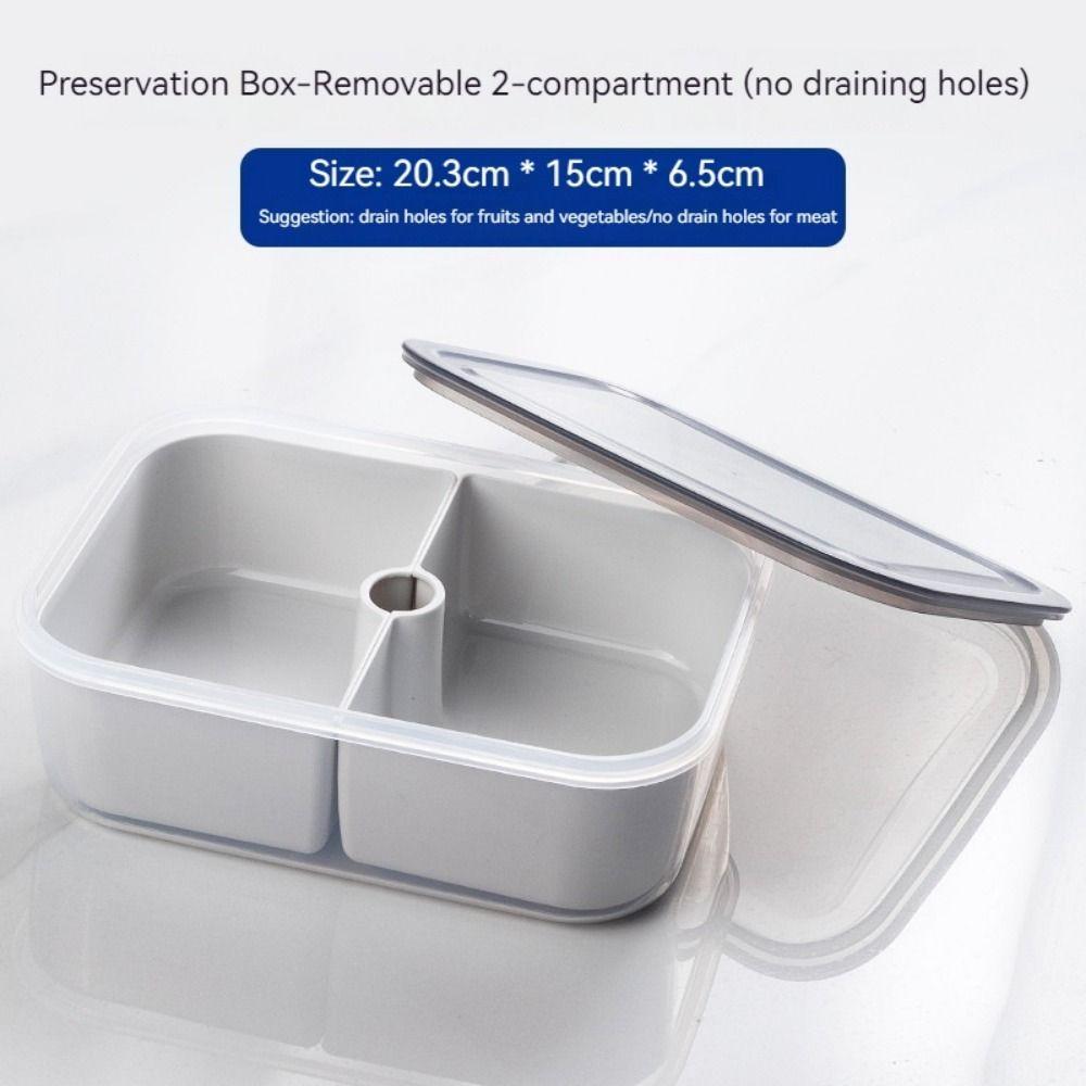 

1 шт. 2/3/4 ячейки контейнер для хранения в холодильнике, контейнер для продуктов, долговечный органайзер для холодильника 2 Grids no drain hole