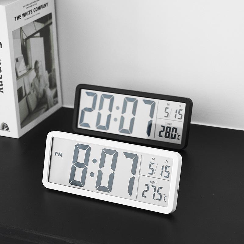 Simple LCD Clock Living Room Wall Clock Multi-function Temperature and Humidity Display Clock